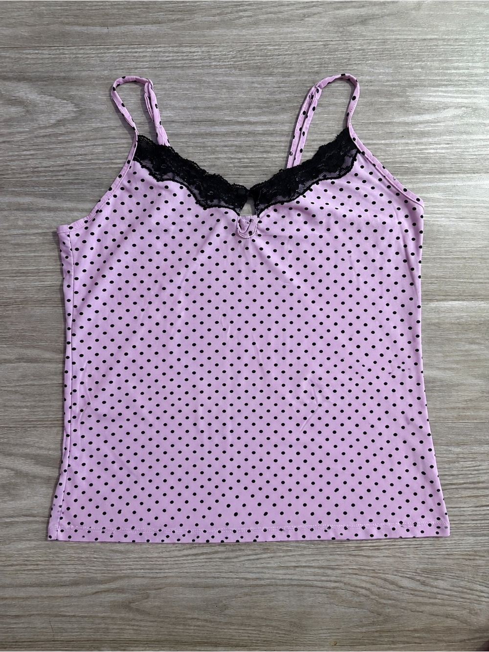 Kathryn Pink & Black Polka Dot Lace Cami Size Medium Excellent Condition